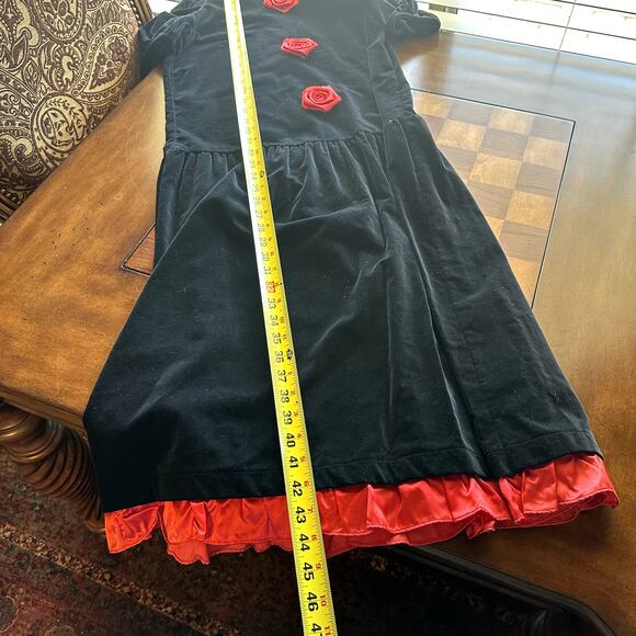 Sandy Shaw Womens Black Dress With Roses Vintage Union Made in USA - Picture 5 of 7